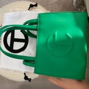 telfar small shopping tote in greenscreen